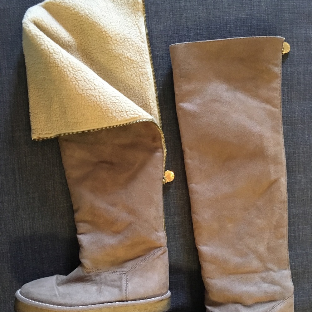 STELLA MCCARTNEY knee high vegan shearling suede